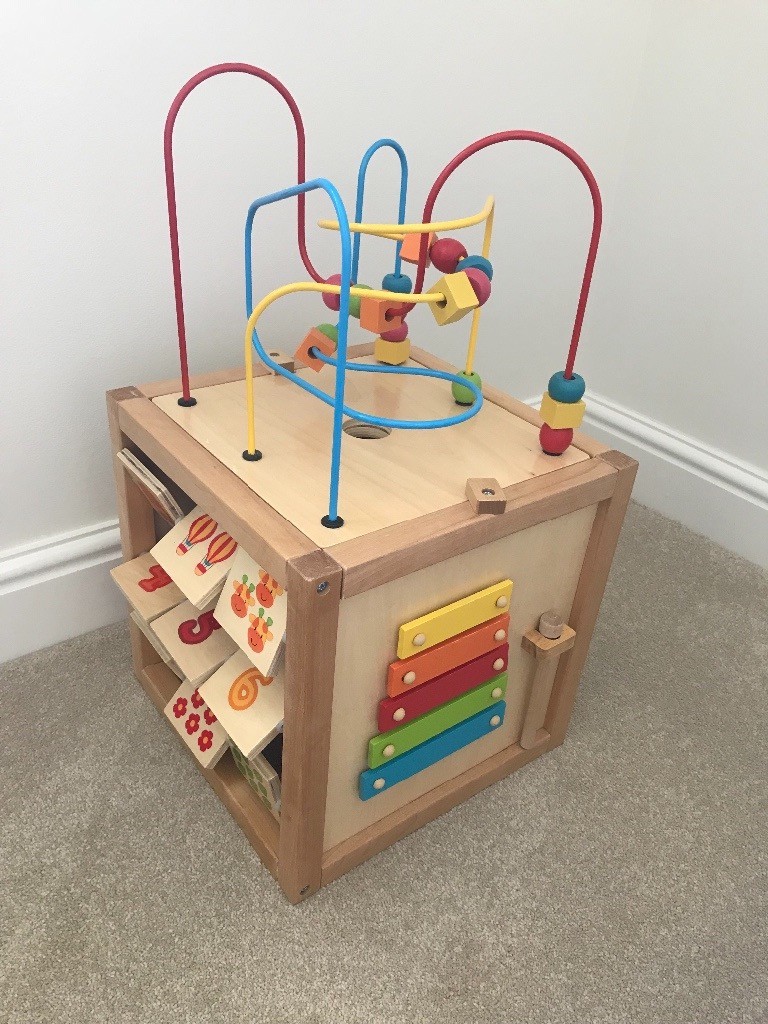 elc wooden giant wooden activity cube