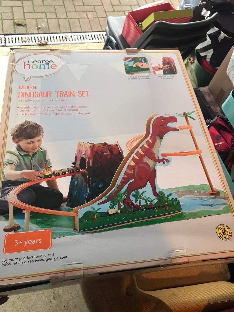 wooden dinosaur train set asda