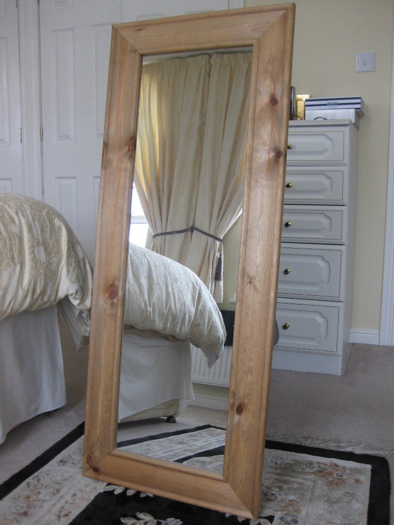 Oak Light Frame Floor Mirror Images