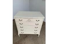 White painted french chest of 5 drawers cabriole legs 