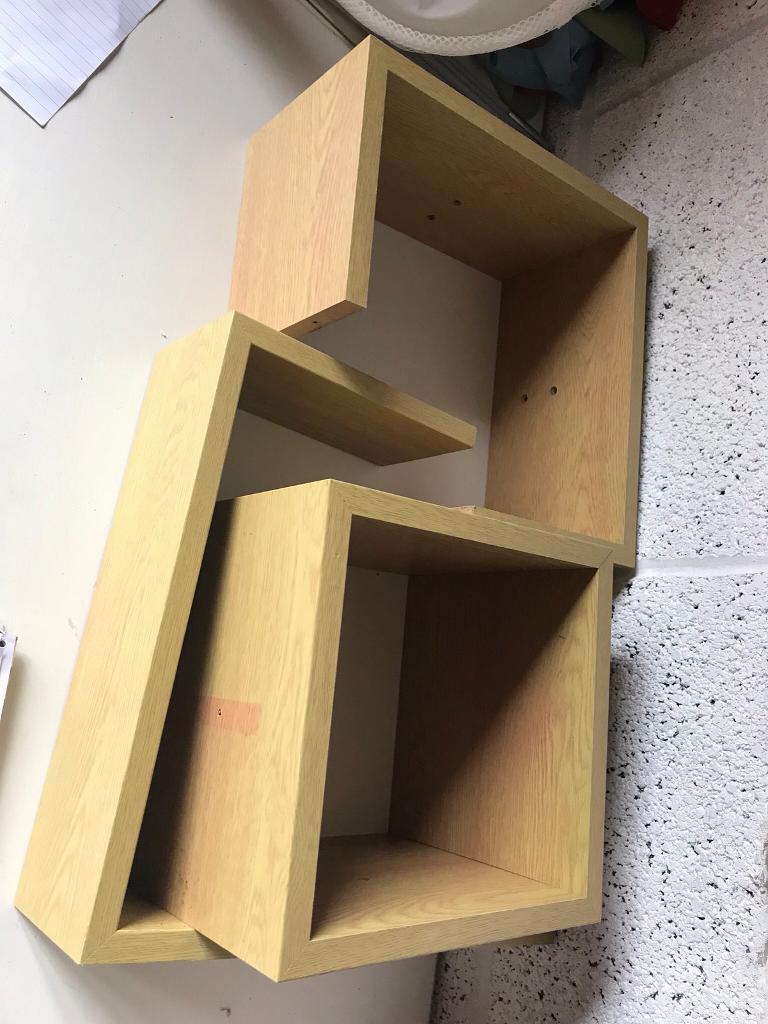 Light wood effect floating shelves combination. *Buyer collects in