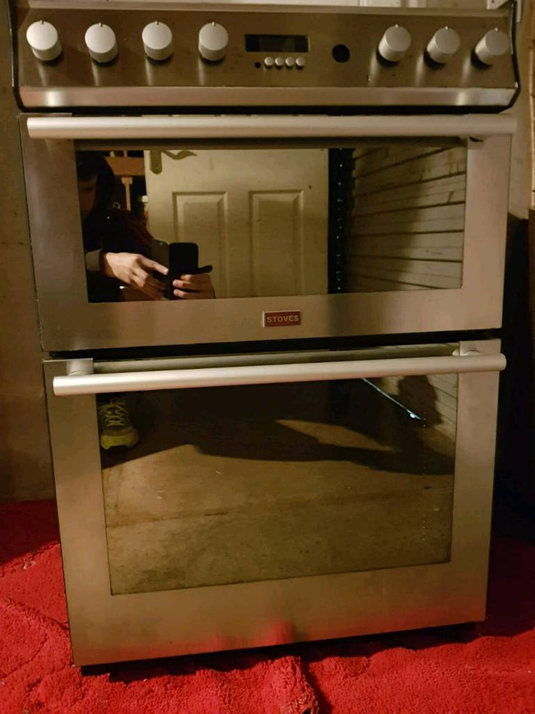 Silver stainless steel stoves electric double oven glass top cooker