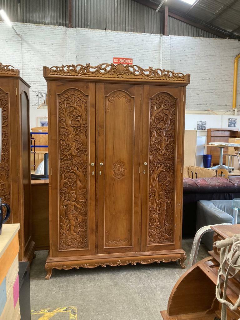 Large solid hand carved wardrobes sold separately approx 8ft tall 6ft
