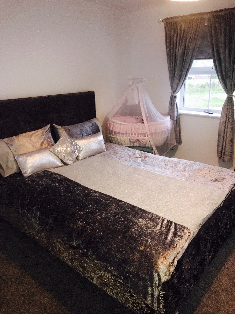 Mink king size crush velvet bed in Norwich, Norfolk Gumtree