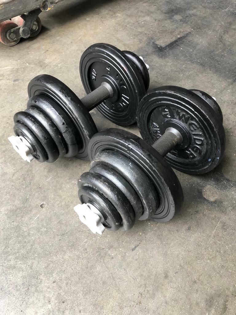 19kg each dumbbells (38kg total) home gym weights in