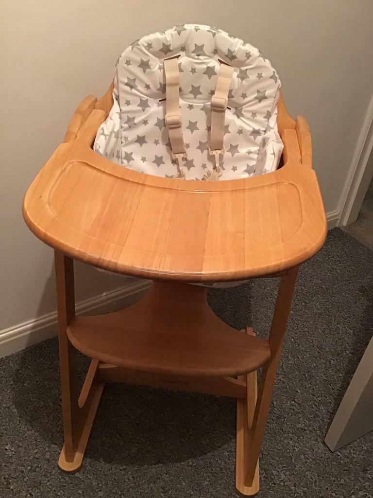Mothercare wooden high chair. REDUCED FOR QUICK SALE DUE TO HOUSE MOVE