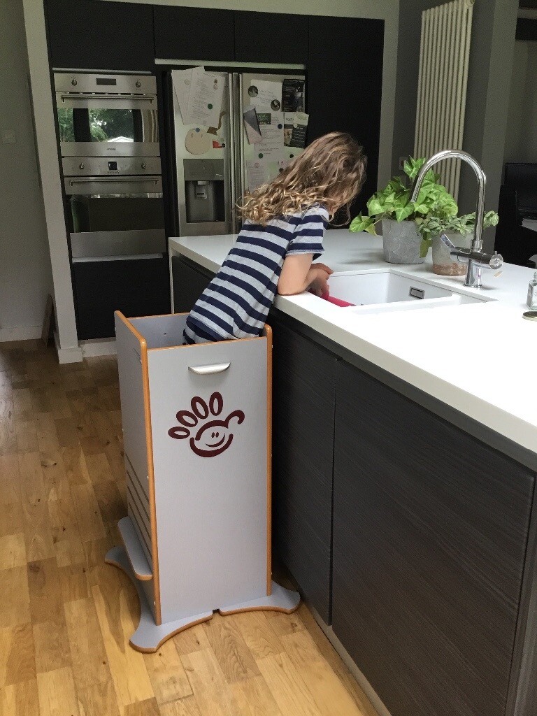Little Helper Grey Silver Safety Stand For Kids In Kitchen Workshop