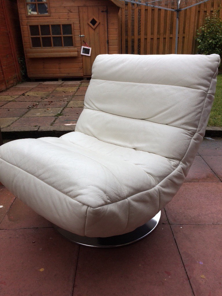 White leather swivel comfy chair | in Linlithgow, West Lothian | Gumtree