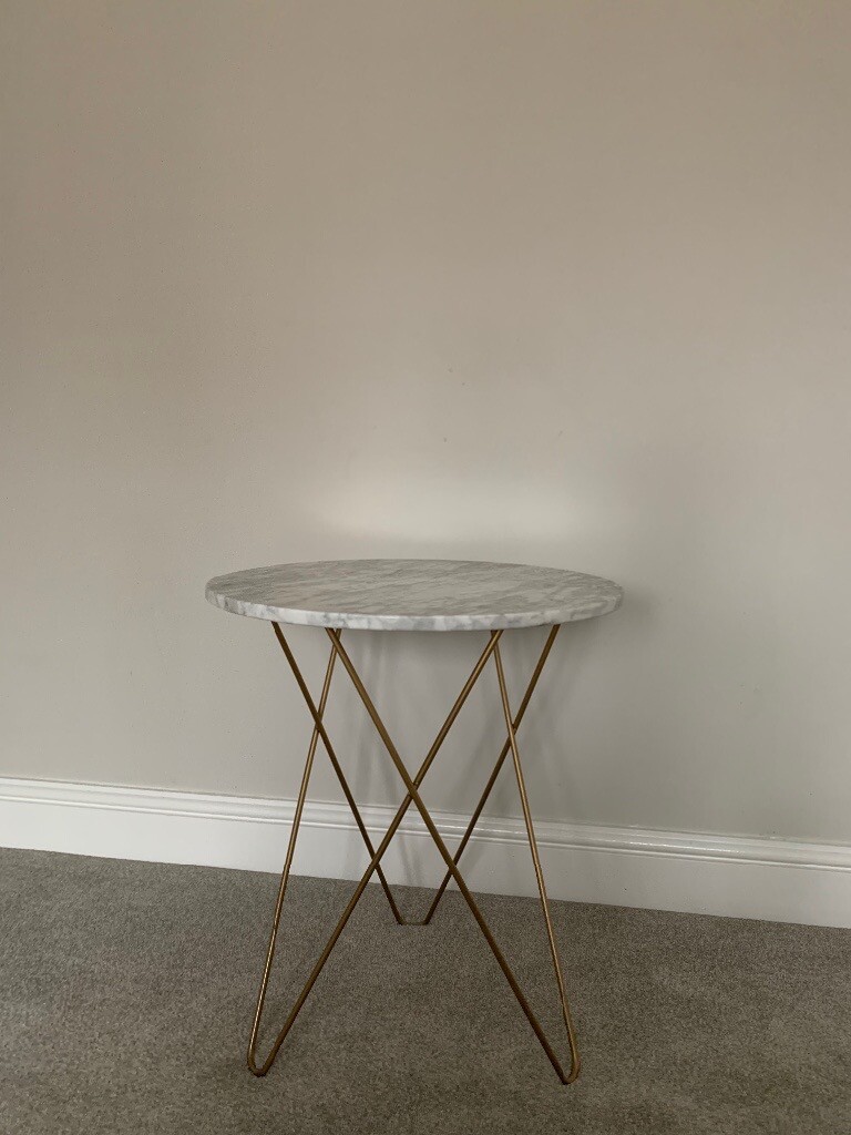 Round marble side table with gold brass legs in Swindon, Wiltshire