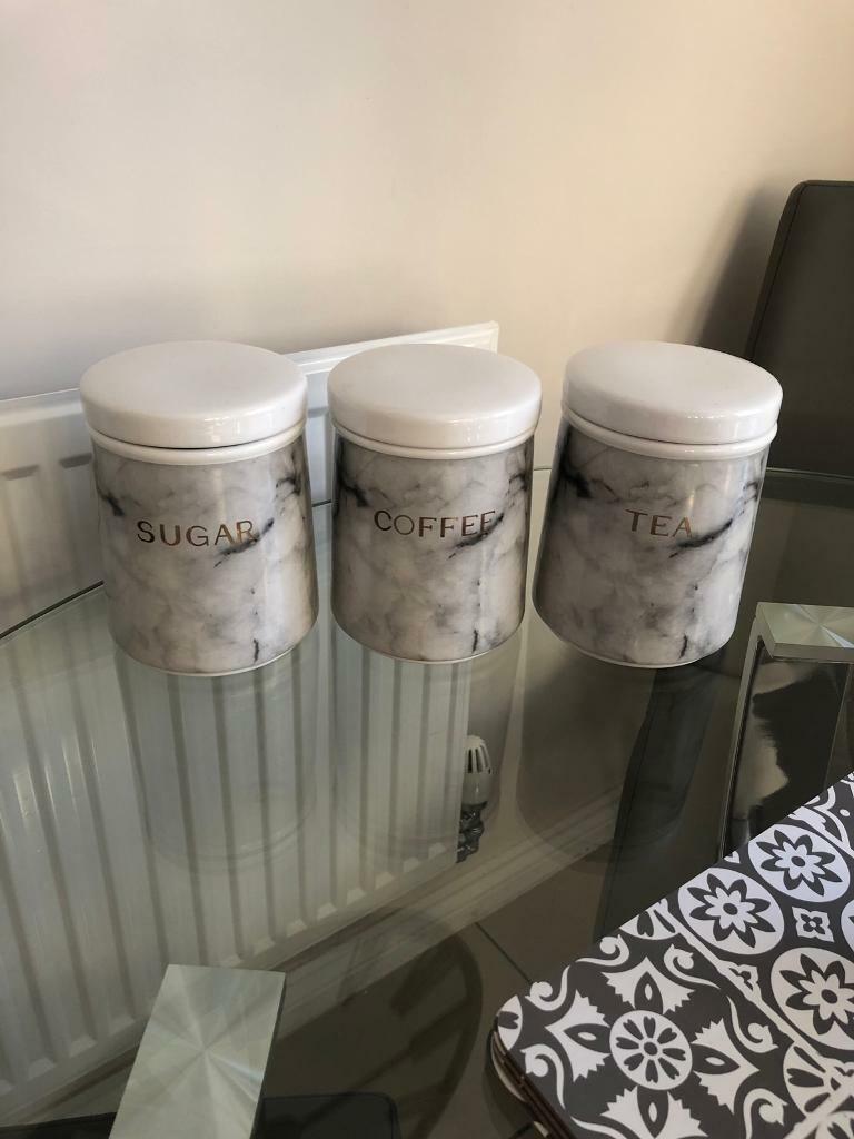 Dunelm Marble Tea Coffee Sugar Canisters In Merthyr Tydfil Gumtree