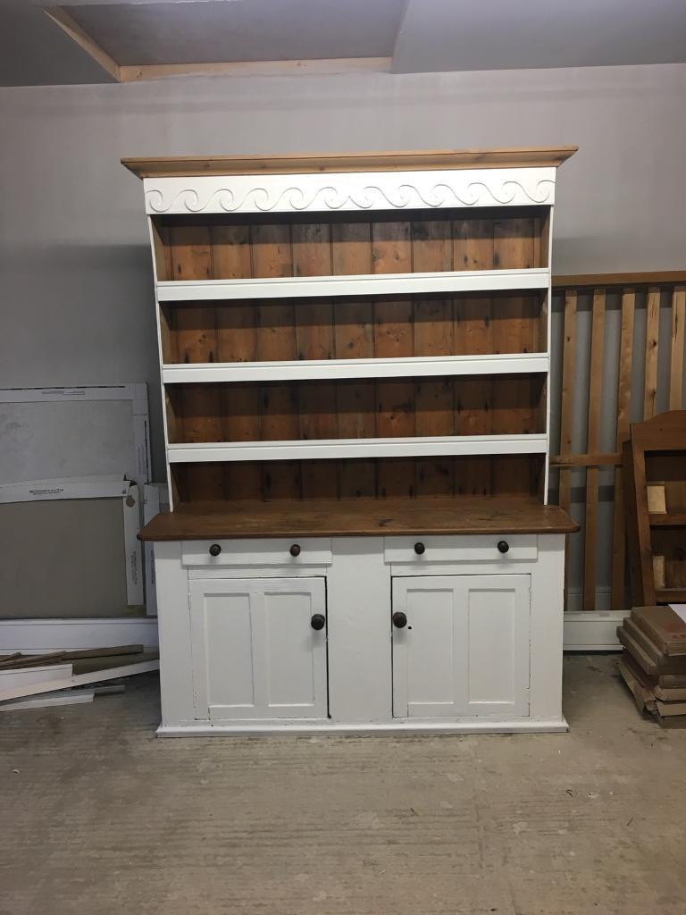 ANTIQUE Kitchen Dresser sideboard display solid wood pine oak hall cream living dining in