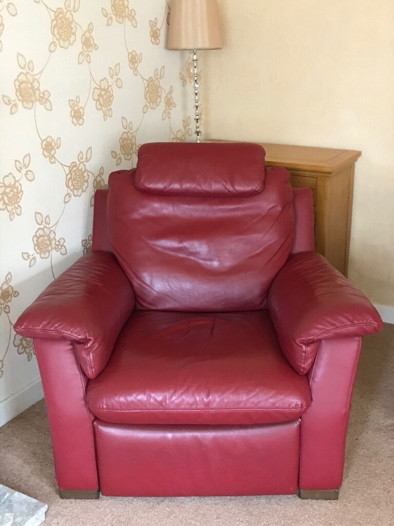 Natuzzi Red leather recliner chair in Danderhall, Edinburgh Gumtree