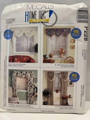 McCall's Home Dec Pattern #P228 Curtains Drapes Window Shades, Uncut 1999