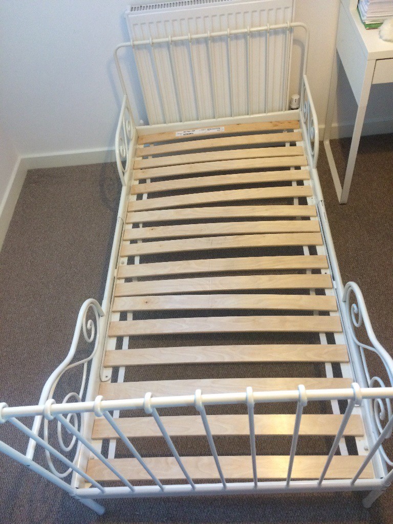 IKEA MINNEN Child's/Kid's White/Cream Metal Extendable Bed Base (no