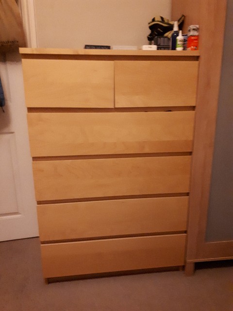 Ikea Malm Chest Of 6 Drawers White Stained Oak Veneer Quick Sale