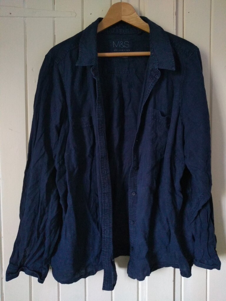M&S pure linen blouse, shirt navy blue size 24 | in Frome, Somerset | Gumtree