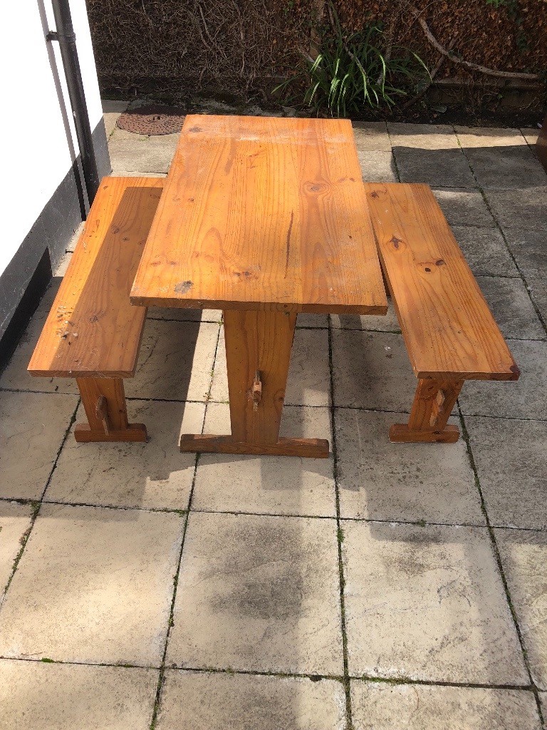 Solid Pine kitchen table with 2 benches in Pinner, London Gumtree