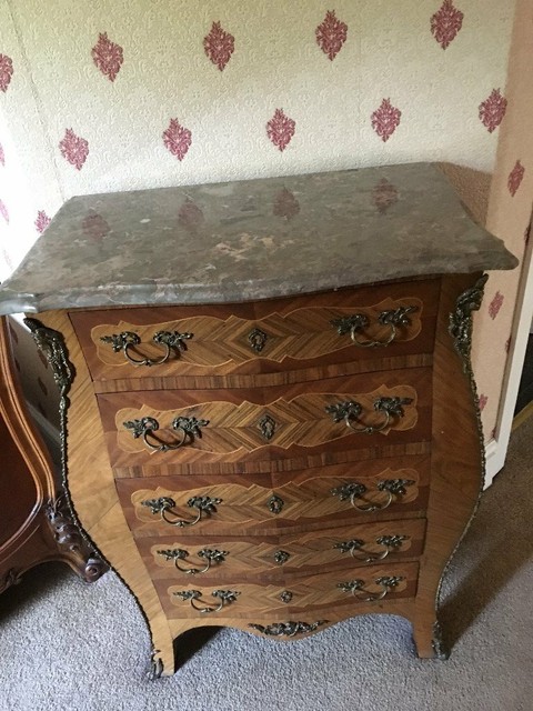French Bombe Chest Of Drawers Marble Top Missing About 2 Inches