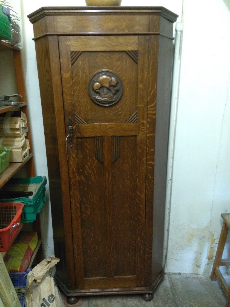 Vintage Single Wardrobe With Ship On The Door In Hebden Bridge