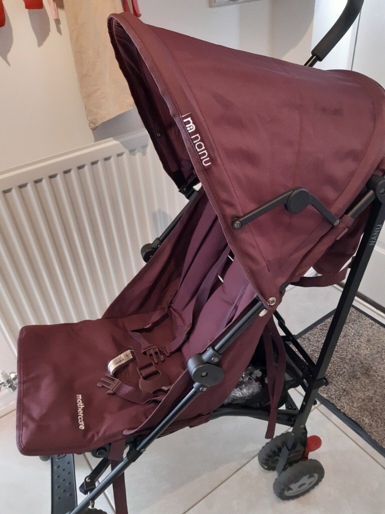 Mothercare Nanu stroller buggy pushchair, dark burple, with rain cover