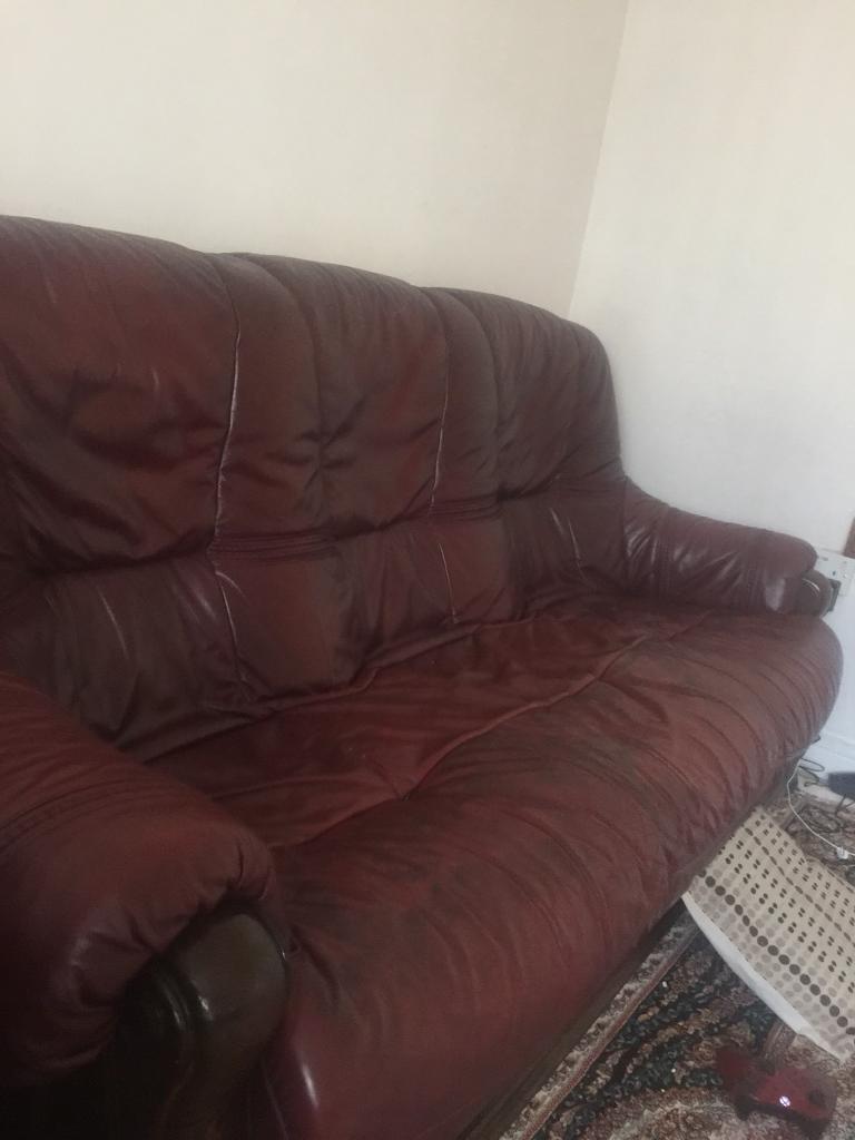 3+1+1 seaters sofas real leather &free dining table | in Sandwell, West