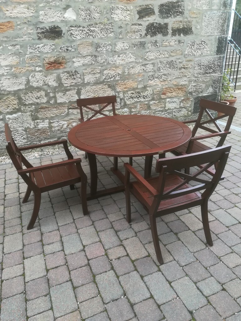 Garden or patio table and chairs set of 4 wooden top quality outside