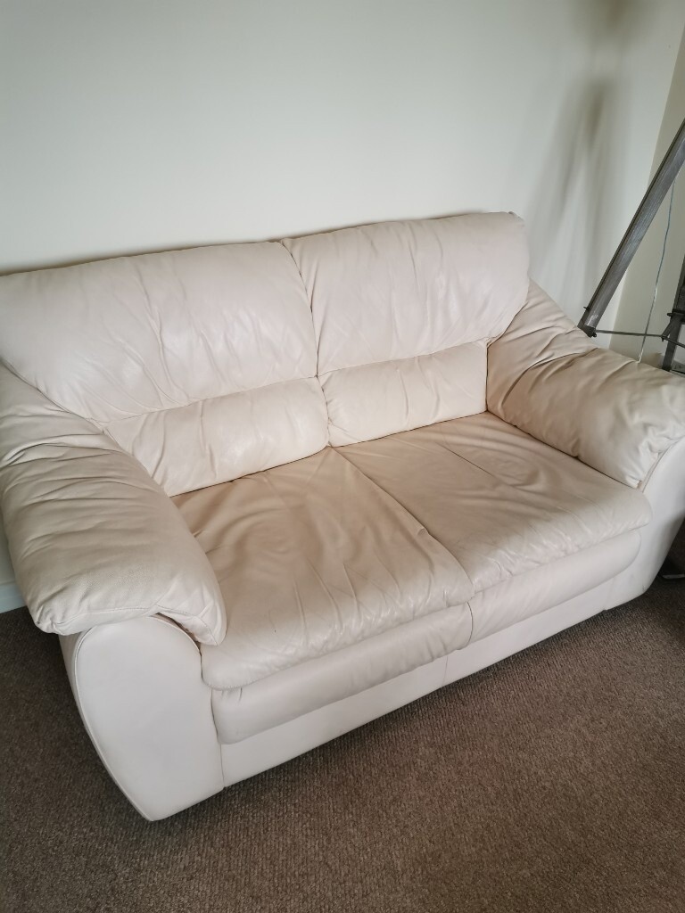 Cream leather sofa in Ossett, West Yorkshire Gumtree
