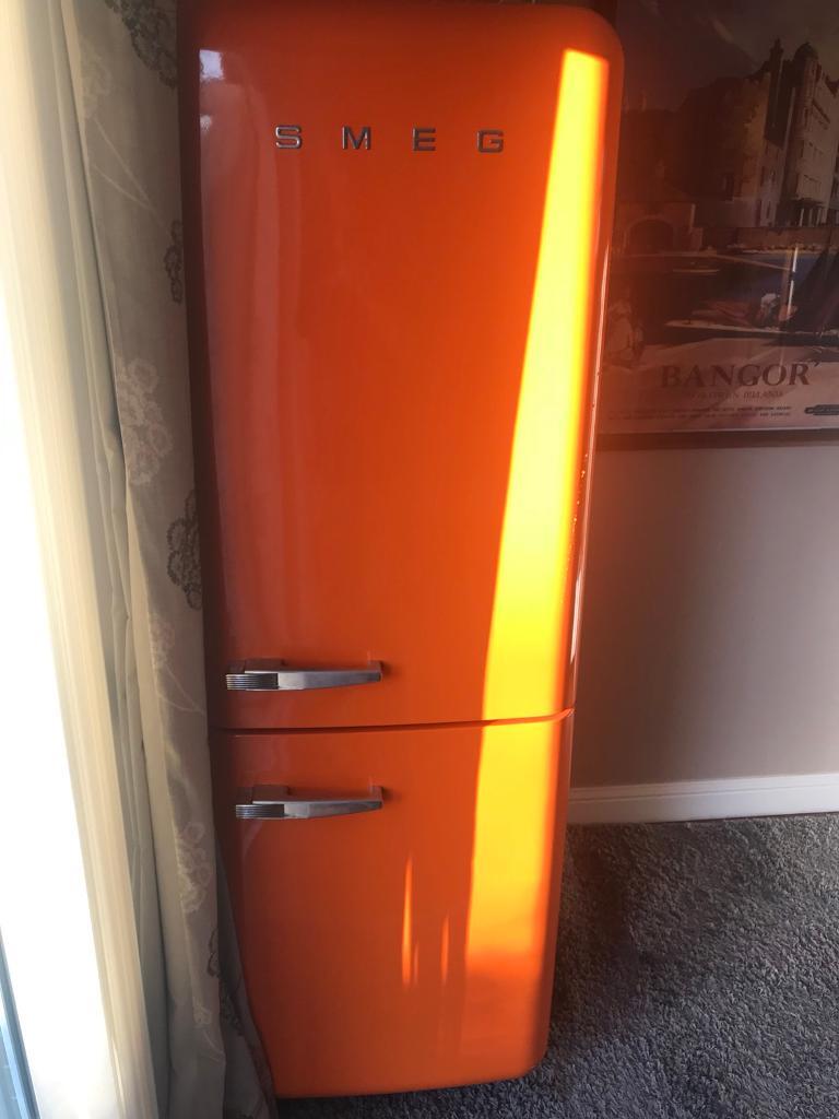 Smeg FAB32LNR 60/40 fridge in orange in Bangor, County Down Gumtree