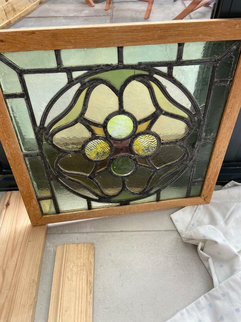 Antique stained glass in oak frame in Leven, Fife Gumtree