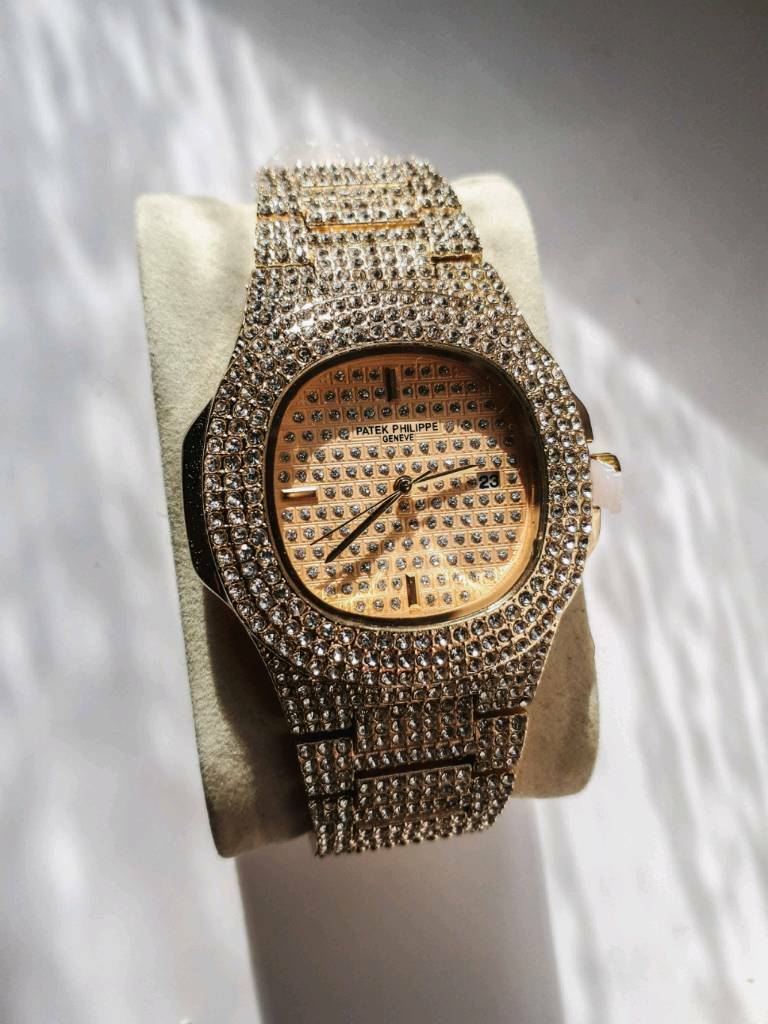 Gold Iced Out Patek Philippe Diamond Luxury Men's Watch Swiss Made | in Harrow, London | Gumtree