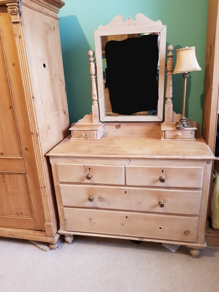 Antique pine chest of drawers and mirror in Harrogate, North
