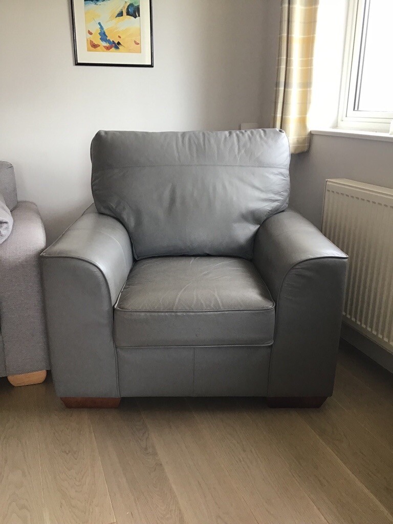Marks & Spencer Grey Leather Nantucket Armchair in Topsham, Devon