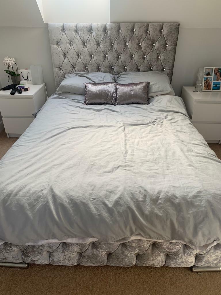 Grey Double Crushed Velvet Bed Frame in Shenfield, Essex Gumtree
