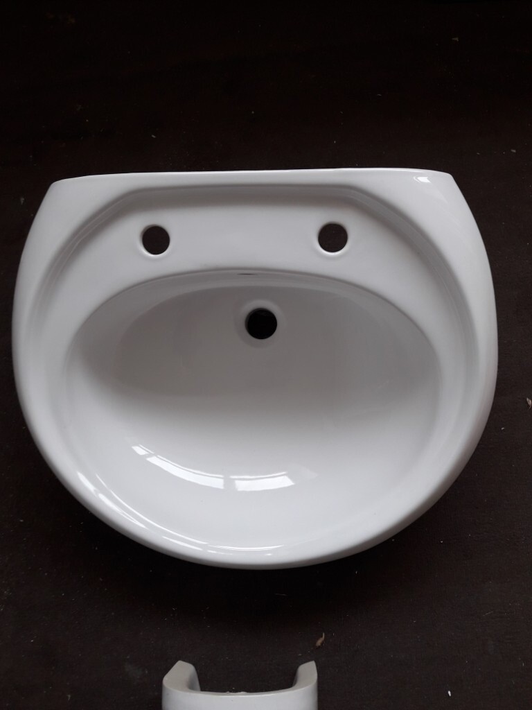 Basin and pedestal. New unused. Wickes two hole in Rochester, Kent