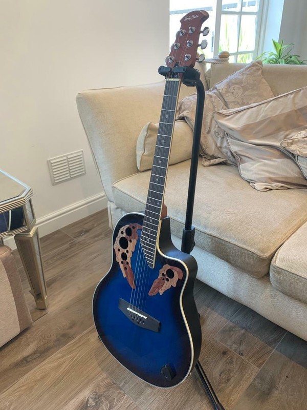 Harley Benton 5 String Fretless ElectroAcoustic Bass Guitar and Case