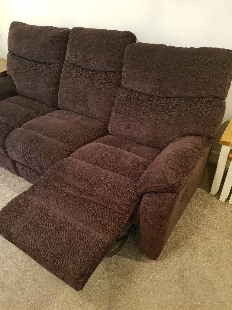 Harveys Bailey Pacific Brown Fabric Recliner Sofas 2 seater and 3