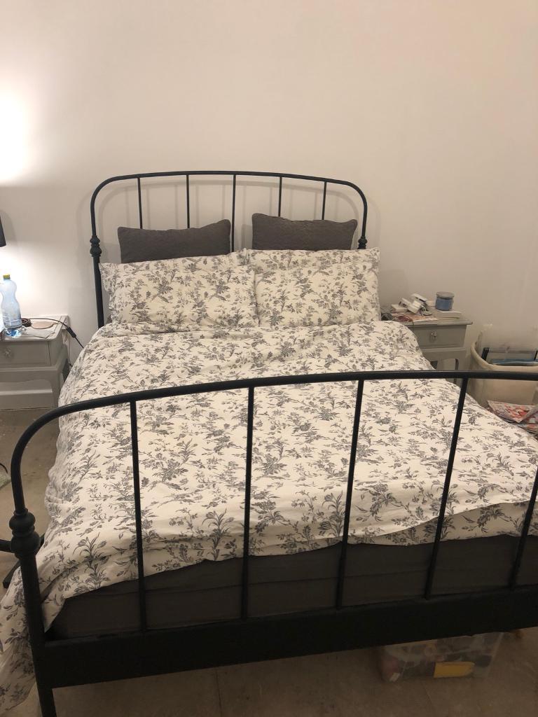 Ikea Matt black metal double bed frame | in Liskeard ...