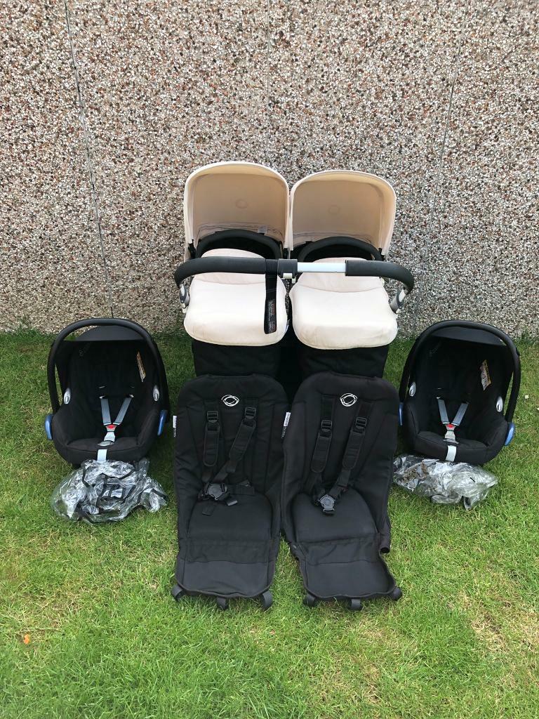 bugaboo donkey twin duo pram travel system side by side maxi cosi double in South Kirkby, West