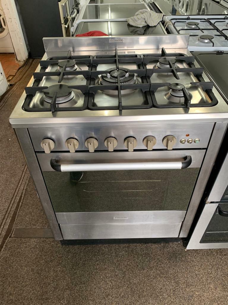 Bumatic stainless steel 70cm width 5 burner gas cooker with oven grill