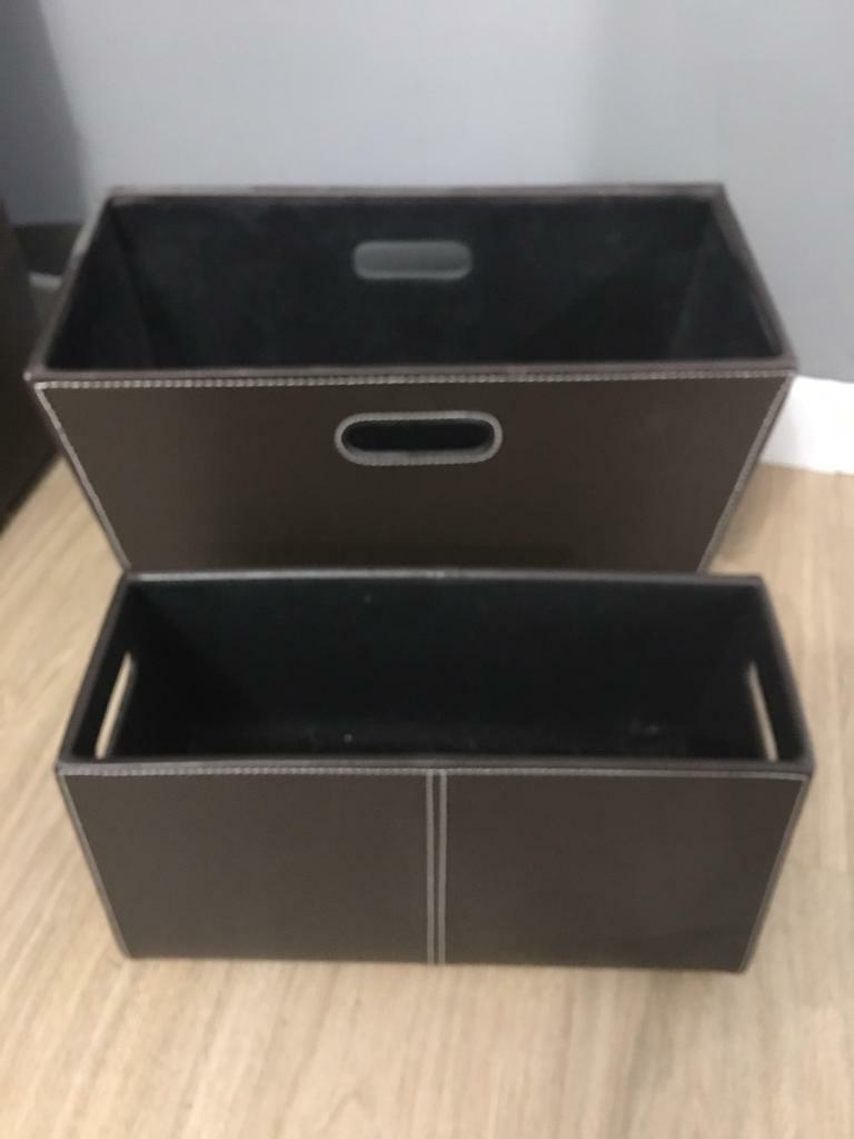 Brown faux leather storage boxes in Barnton, Edinburgh Gumtree