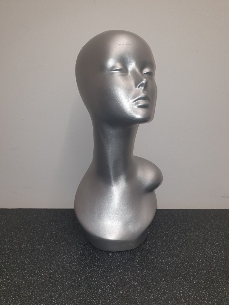 Silver Fibreglass Mannequin display heads for wigs/jewellery in