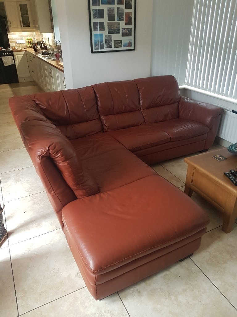 L shaped brown leather sofa in Crumlin, County Antrim Gumtree