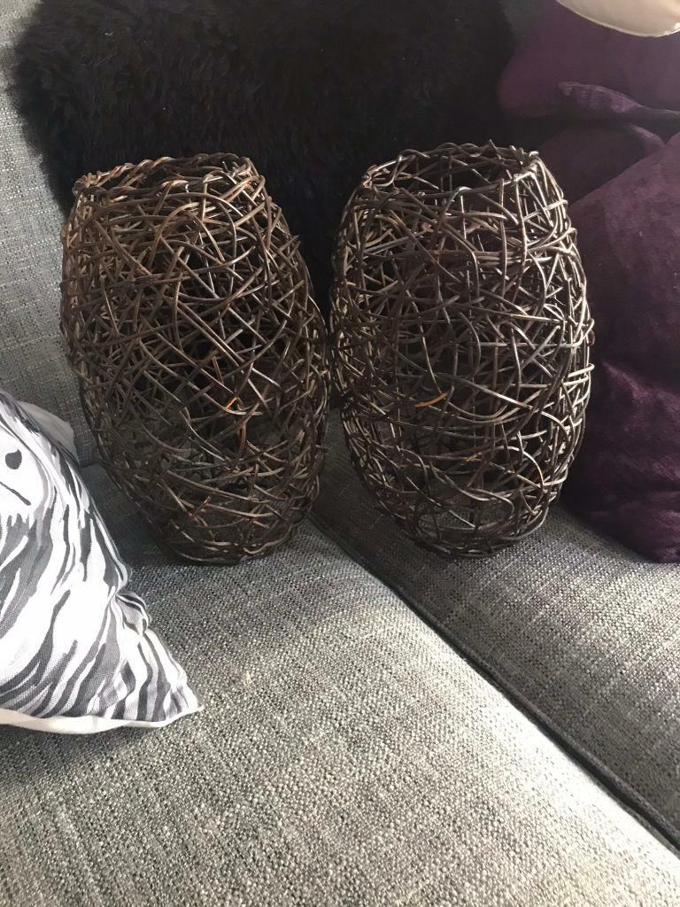 Brown Wicker Rattan Lamp Shades x 2 | in Keynsham, Bristol | Gumtree