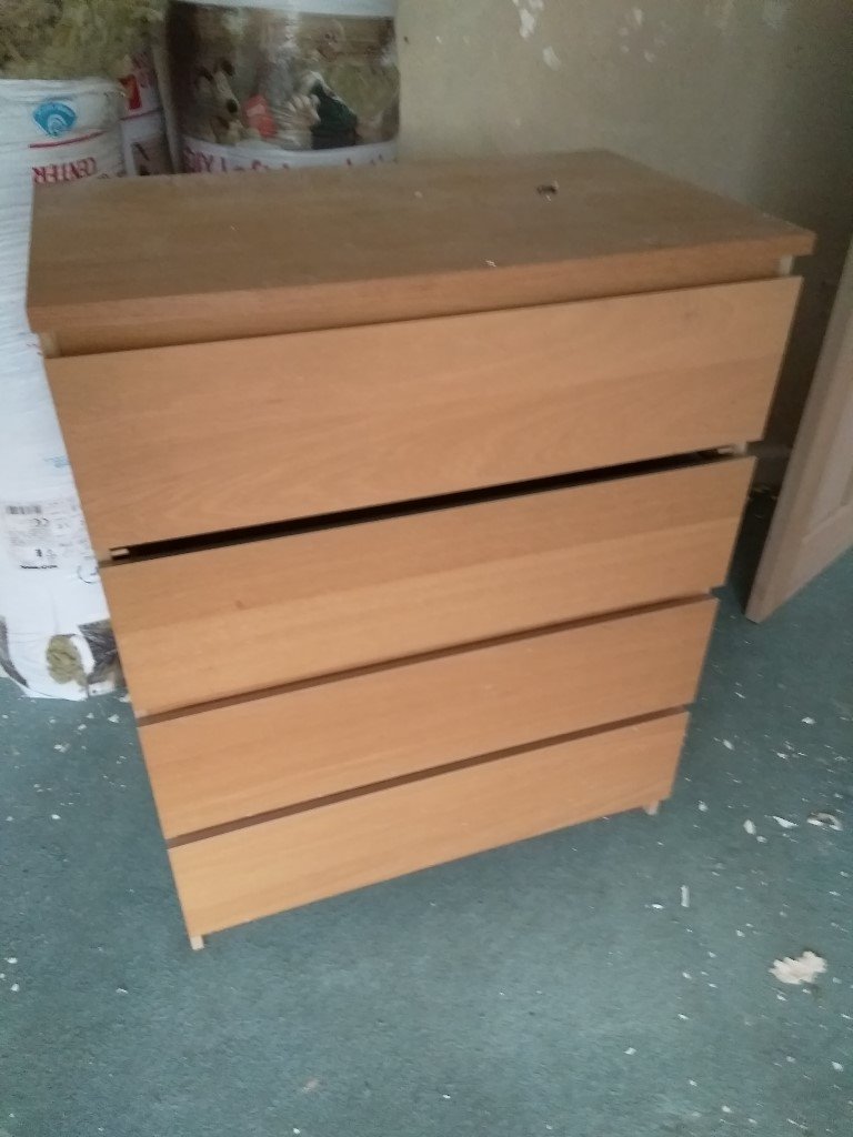 ikea malm drawer unit oak - front bar missing in