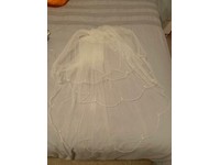 Three layer wedding veil with pearls on edges 