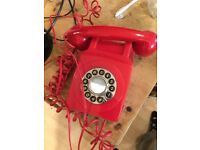 Red vintage look telephone phone set 