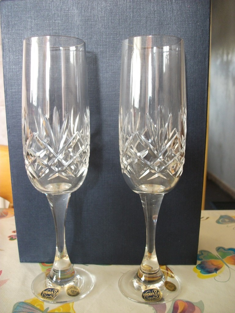 Bohemia Crystal Vintage Champagne Flutes (pair) in Poole, Dorset