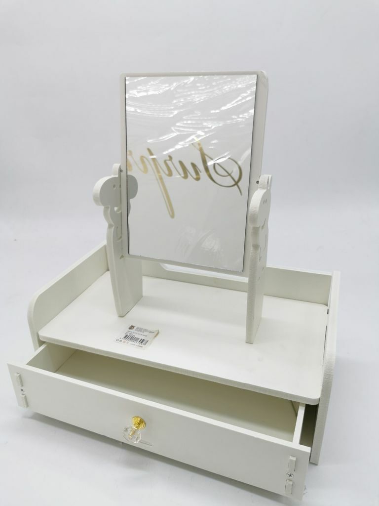 Console Portagioie Gioielli Trucchi Con Specchio Legno Bianco Cassetto 16456 bal