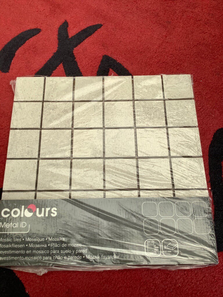B and Q Colours Metal ID grey mosaic tiles, 19 packs, all new and