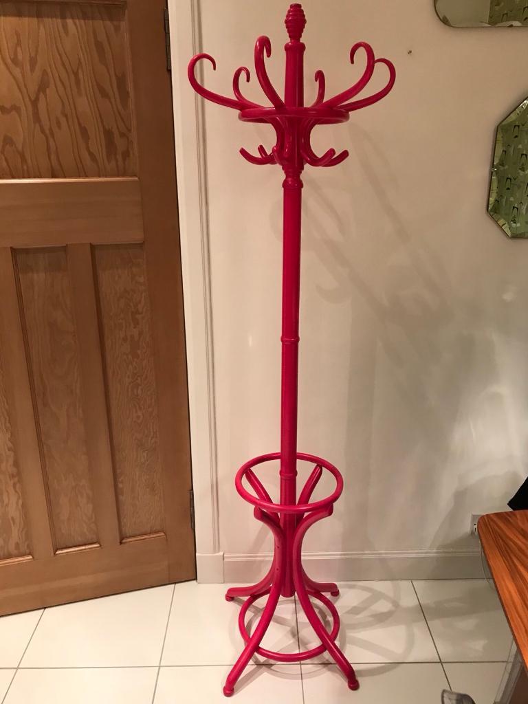 Habitat Pink Wooden Wood Traditional Cafe Style Coat Stand / Coat Rack
